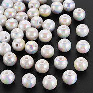 Opaque Acrylic Beads, AB Color Plated, Round, White, 12x11mm, Hole: 2.5mm, about 566pcs/500g(MACR-S370-D12mm-01)