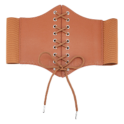 Imitation Leather Wide Elastic Chain Belt, Lace-up Waist Belt, Vintage Court Girdle Belt for Shirt Dress Overcoat, Chocolate, 7-5/8 inch(19.5cm)(AJEW-WH0314-148B)