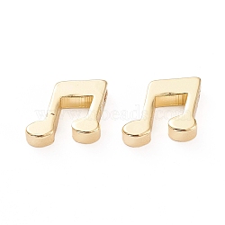 Brass Beads, Top Drilled Beads, Long-Lasting Plated, Musical Note, Real 18K Gold Plated, 8x9x2.5mm, Hole: 1.4mm(X-KK-K241-04G)