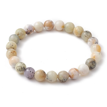 Natural Opal Round Beaded Stretch Bracelets, Colorful, Inner Diameter: 2-1/2 inch(6.2cm), 8.5mm