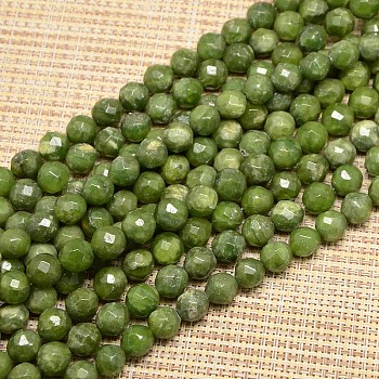 Natural Gemstone Green Quartz Round Bead Strands, Faceted, 10mm, Hole: 1.2mm, about 40pcs/strand, 15.74 inch
