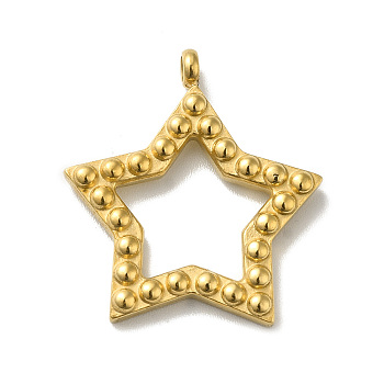 Vacuum Plating 304 Stainless Steel Pendants, Hollow Star Charm, Golden, 24x22x2.5mm, Hole: 2mm