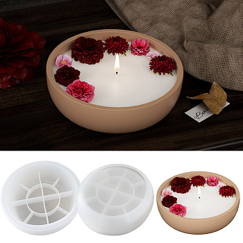 Round Shape DIY Candle Cup Food Grade Silicone Molds, Creative Aromatherapy Candle Cement Cup Supply DIY Concrete Candle Cups Resin Moulds, White, 20.9x6cm