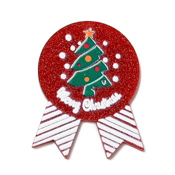 Christmas Themed Acrylic Pendants, Christmas Tree, 47.5x37.5x2mm, Hole: 1.6mm