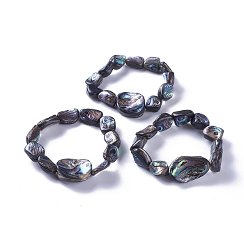 Natural Abalone Shell/Paua ShellStretch Bracelets, Nuggets, 1-5/8 inch~2-1/8 inch(4.2~5.4cm)