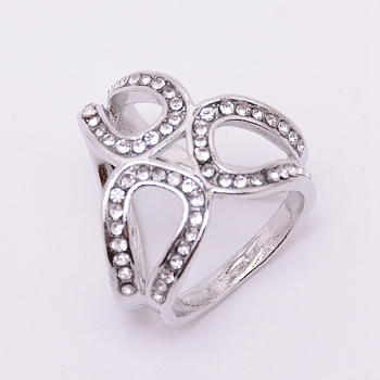 Alloy Rhinestone Women Lady Girls Fashion Scarf Ring Buckle, Cadmium Free & Lead Free, Platinum, 23x26x21mm
