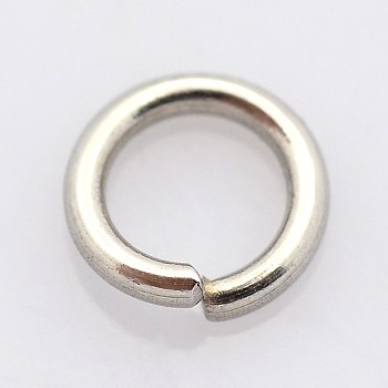 304 Stainless Steel Open Jump Rings, Stainless Steel Color, 18 Gauge, 8x1mm, Inner Diameter: 6mm, about 360pcs/50g