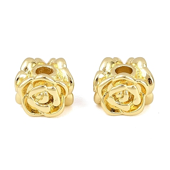 Brass Beads, Flower, Real 18K Gold Plated, 8x7.5x6mm, Hole: 2mm