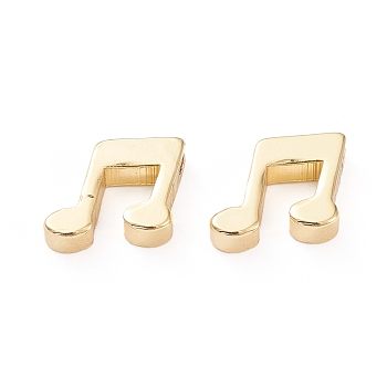 Brass Beads, Top Drilled Beads, Long-Lasting Plated, Musical Note, Real 18K Gold Plated, 8x9x2.5mm, Hole: 1.4mm