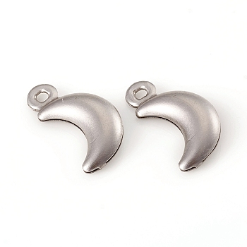 316 Surgical Stainless Steel Pendants, Moon, Stainless Steel Color, 16x8x3mm, Hole: 1.5mm