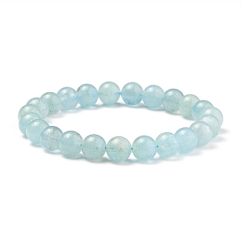 SUNNYCLUE Natural Aquamarine Round Beads Stretch Bracelets, with Spare Beads, Elastic Fibre Wire and Iron Big Eye Beading Needle, 50~52mm