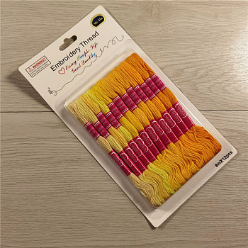 12 Skeins 12 Colors 6-Ply Polycotton(Polyester Cotton) Embroidery Floss, Cross Stitch Threads, Gradient Color, Yellow, 0.8mm, 8m(8.74 Yards)/skein