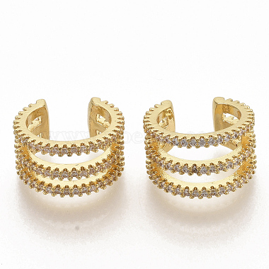 Brass Micro Pave Clear Cubic Zirconia Cuff Earrings(EJEW-S208-002)-2