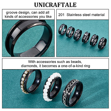unicraftale 10комплект колец на палец из нержавеющей стали с рифлением(STAS-UN0039-22B)-5