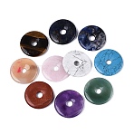 Natural & Synthetic Mixed Stone Pendants, Donut/Pi Disc Charms, Mixed Dyed and Undyed, 39~40.5x5.5~7mm, Hole: 7.5~9mm(G-Q601-22)