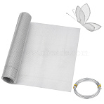 1Pc Aluminum Sheets, Metal Mesh Plate, Rectangle, with 1 Roll Round Aluminum Wire, Bendable Metal Craft Wire, Silver, 3000x300x0.25mm, Hole: 3x4mm(AJEW-OC0016-07A)