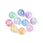 Transparent Resin & Paillette Beads, Round, Two Tone, Mixed Color, 15.5~16mm, Hole: 2mm(RESI-Q234-06)