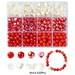 420Pcs ABS Imitation Pearl Beads, Opaque Acrylic Beads, Mixed Shape, Mixed Color, 8~11.5x9~9.5x4~5mm, Hole: 1.5mm(OACR-YW0002-40)