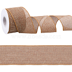 9.1M Burlap Lace Rolls, Burlap Ribbons For Craft Making, Camel, 2-1/2 inch(63mm), about 9.95 Yards(9.1m)/Roll(OCOR-WH20048-01M)