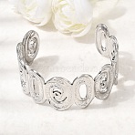 Hammered 304 Stainless Steel Cuff Bangles for Women, Oval & Swirl, Stainless Steel Color, Inner Diameter: 2.42 inch(6.15cm)(BJEW-T030-02P)