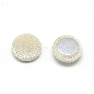 Velvet Cloth Fabric Covered Cabochons, with Aluminum Bottom, Half Round/Dome, Coral, 15x5.5mm(X-WOVE-S084-11H)