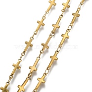 3.28 Feet 304 Stainless Steel Chains, Soldered, Cross Link Chains, Golden, 13.5x5x1.2mm(X-STAS-P197-057G)