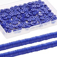 2 Strands Flat Round Eco-Friendly Handmade Polymer Clay Beads, Disc Heishi Beads for Hawaiian Earring Bracelet Necklace Jewelry Making, Medium Blue, 6x1mm, Hole: 2mm, about 353~378pcs/strand, 17.7 inch(CLAY-SC0001-54A)