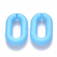 Opaque Spray Painted Acrylic Linking Rings, Quick Link Connectors, for Cable Chains Making, Oval, Light Sky Blue, 31x19.5x5.5mm, Inner Diameter: 19.5x7.5mm(OACR-S036-006A-I03)