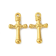 304 Stainless Steel Pendants, Cross Charms, Golden, 22x13x3mm, Hole: 2mm(STAS-F294-01E-G)