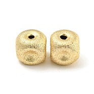 Brass Textured Beads, Square, Real 18K Gold Plated, 9.5x9.5x9.5mm, Hole: 2.5mm(KK-P258-04C-G)