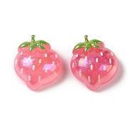 Glitter Plated Resin Cabochons, Fruit, Strawberry, 21x18.5x9mm(RESI-H163-11C)