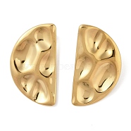 304 Stainless Steel Half Round Stud Earrings for Women, Golden, 38x21mm(EJEW-S001-11)