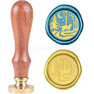 Wax Seal Stamp Set, Sealing Wax Stamp Solid Brass Head,  Wood Handle Retro Brass Stamp Kit Removable, for Envelopes Invitations, Gift Card, Cat Pattern, 83x22mm(AJEW-WH0208-380)