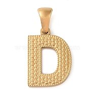 PVD Vacuum Plating 304 Stainless Steel Pendants, Golden, Letter Charm, Letter D, 17x12.5x1.5mm, Hole: 5x3mm(STAS-Z072-01G-D)