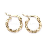 201 Stainless Steel Hoop Earrings, with 304 Stainless Steel Pins, Twisted Ring Shape, Golden, 14.5x2.5mm, Pin: 1x0.7mm(X-EJEW-I245-02G)