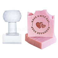 Clear Acrylic Soap Stamps with Big Handles, DIY Soap Molds Supplies, Heart, 64x50x50mm, Pattern: 35x35mm(DIY-WH0445-019)