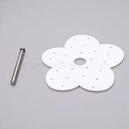Flower Acrylic Earrings Display Frame, with Iron Holder, White, 11x12x0.3cm, Hole: 2mm(EDIS-WH0012-01A)