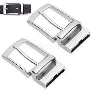 WADORN 2Pcs Zinc Alloy Roller Buckles Clasps, for Men DIY Belt Accessories, Rectangle, Platinum, 43.5x82x20mm, Hole: 34.5x4.5mm and 34.5x8mm(FIND-WR0010-48)