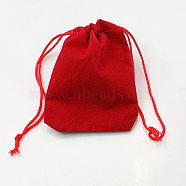 Velvet Cloth Drawstring Bags, Jewelry Bags, Christmas Party Wedding Candy Gift Bags, Red, 7x5cm(TP-C001-50x70mm-2)