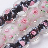 Handmade Lampwork Beads Strands, Inner Flower, Round, Mixed Color, 11~12x11~12mm, Hole: 2~2.5mm(LAMP-K027-05)