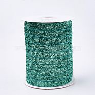 Glitter Sparkle Ribbon, Polyester & Nylon Ribbon, Light Sea Green, 3/8 inch(9.5~10mm), about 50yards/roll(45.72m/roll)(SRIB-T002-01B-25)