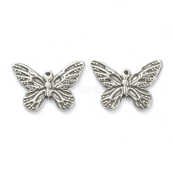 304 Stainless Steel Charms, Butterfly, Stainless Steel Color, 11x15x1.5mm, Hole: 0.7mm(STAS-P279-55P)