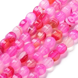 Natural Banded Agate Beads Strands, Dyed & Heated, Fig Shaped, Magenta, 9x8x8mm, Hole: 1.2mm, about 38pcs/strand, 13.66~13.98''(34.7~35.5cm)(G-G172-02B)