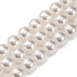 Baking Painted Pearlized Glass Pearl Round Bead Strands, White, 12mm, Hole: 1mm, about 32pcs/strand, 15.55''(39.5cm)(PEAR-H019-02E-04)