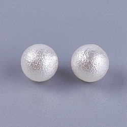 Eco-Friendly ABS Plastic Imitation Pearl Beads, Crapy Surface, No Hole/Undrilled, Round, White, 4mm(KY-WH0012-01A)