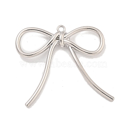 Rack Plating Alloy Pendants, Bowknot Charms, Platinum, 40x40x5.5mm, Hole: 2mm(PALLOY-I221-06C-P)