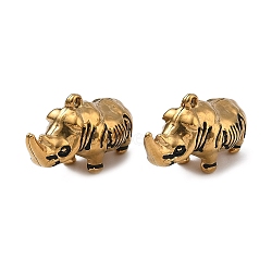 304 Stainless Steel Enamel Pendants, Ion Plating(IP), Real 18K Gold Plated, Rhinoceros Charms, 18x31.5x13mm, Hole: 1.6mm(STAS-A139-02C-G)