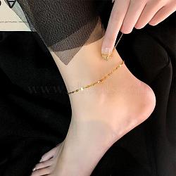 Titanium Steel Dapped Chain Anklets for Women, Real 18K Gold Plated, 8.27 inch(21cm)(WG18C2B-52)