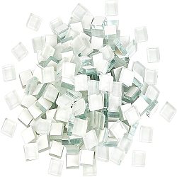 Glass Cabochons, Mosaic Tiles, for Home Decoration or DIY Crafts, Square, White, 10x10x4mm(GLAA-GA0001-05)