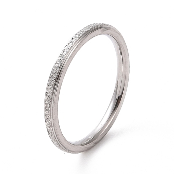 Textured 201 Stainless Steel Simple Thin Finger Ring for Women, Stainless Steel Color, 2mm, Inner Diameter: 17mm